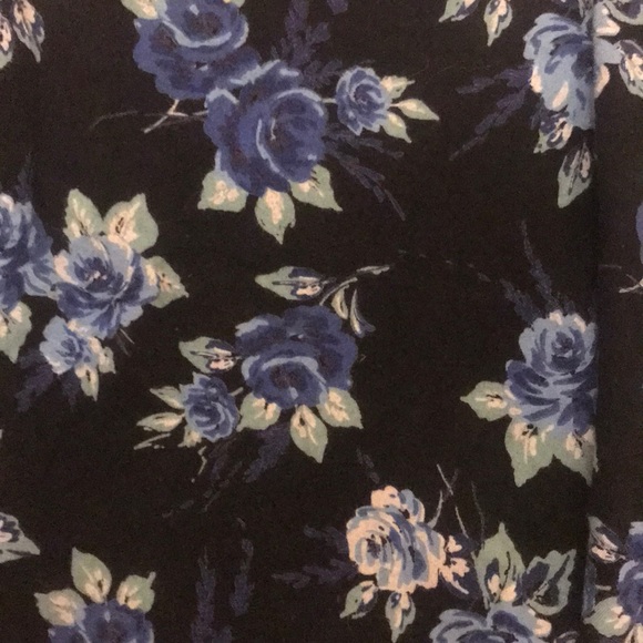 Black Circle Skirt with Floral Blue Pattern - Picture 2 of 2